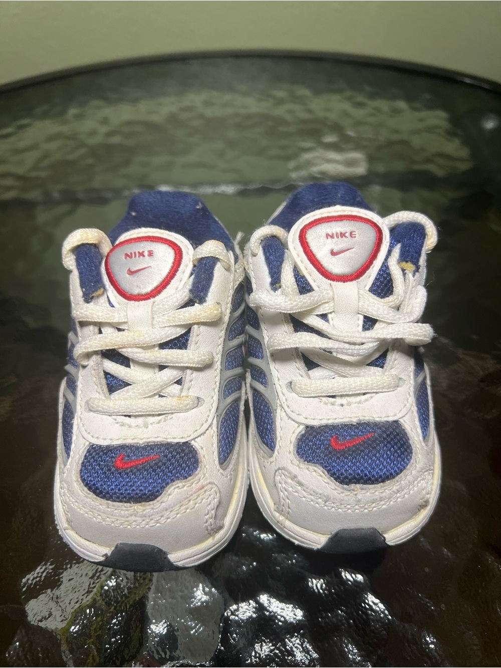 Vintage Y2K Nike Baby Sneakers Size 3C White Navy Red 312982-161